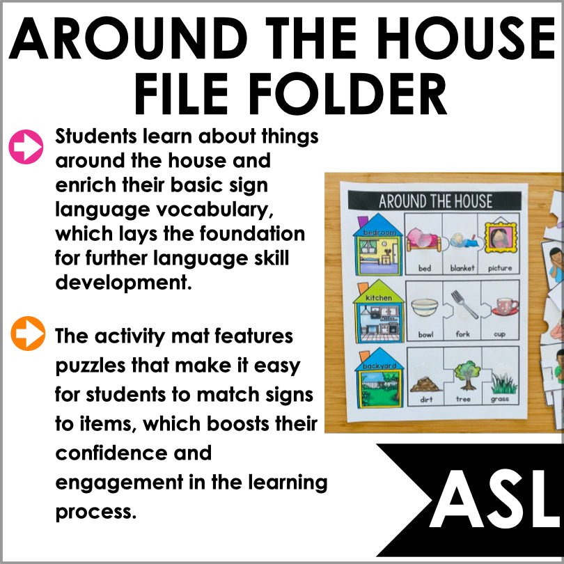 ASL Nouns Things Around the House File Folder Activity - Teacher Jeanell