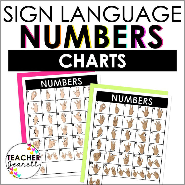 ASL Number Charts 0-30 - Teacher Jeanell