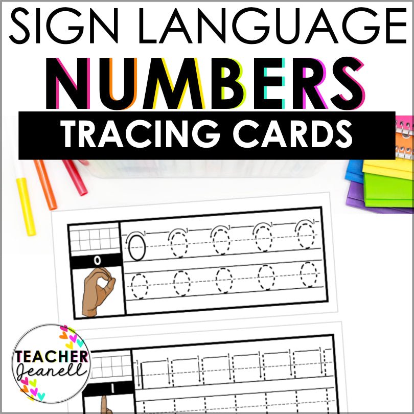 ASL Number Tracing Cards - Teacher Jeanell