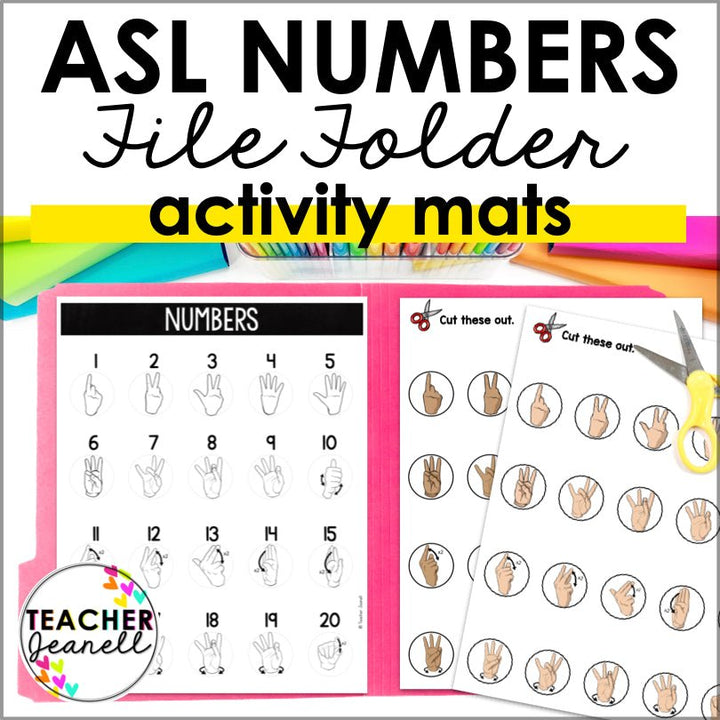 ASL Numbers 1-20 File Folder Games - ASL Busy Book - Teacher Jeanell