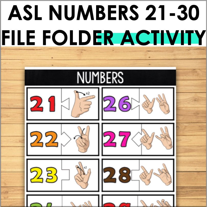 ASL Numbers 21-30 File Folder Games - ASL Busy Book - Teacher Jeanell