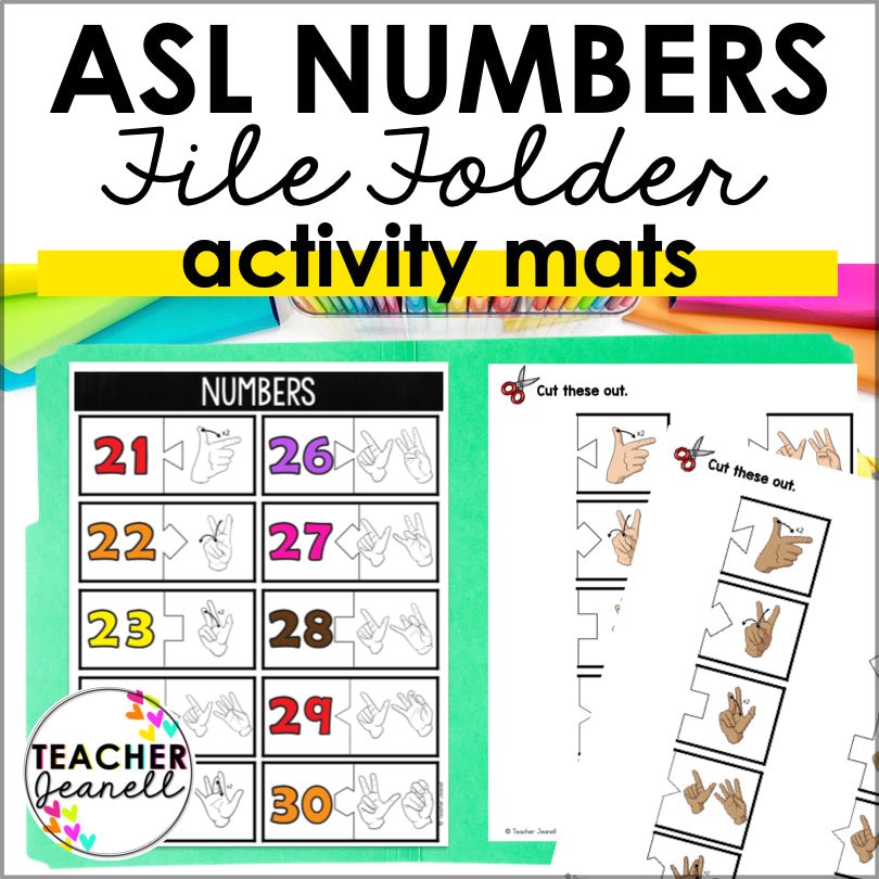 ASL Numbers 21-30 File Folder Games - ASL Busy Book - Teacher Jeanell