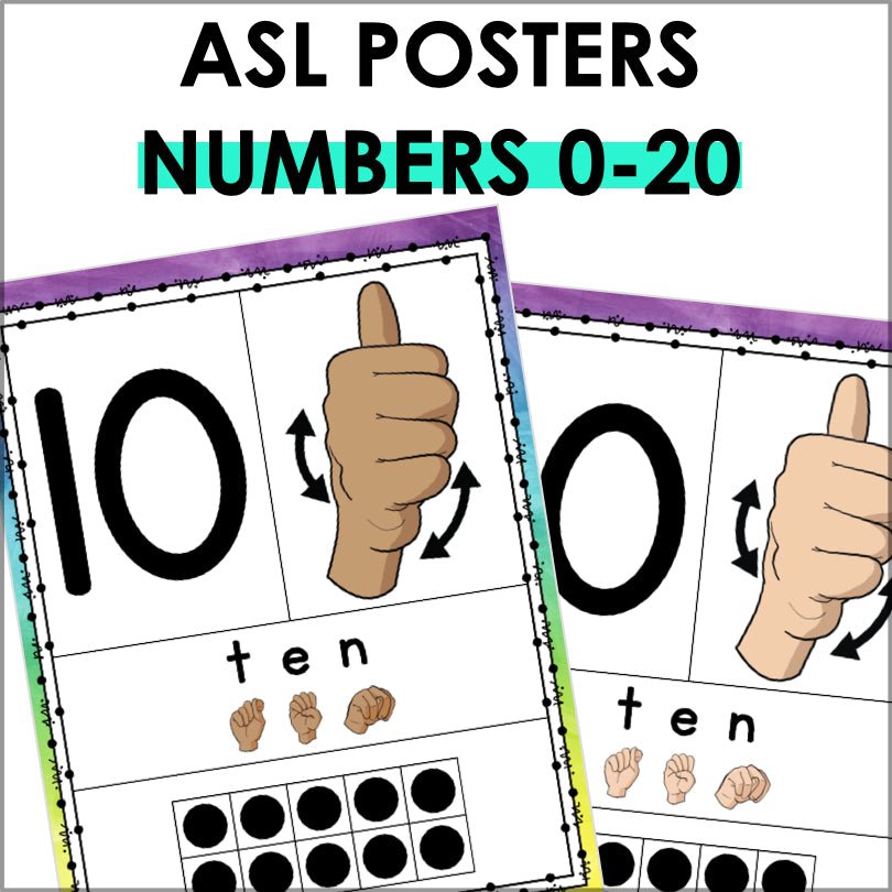 Number Sign Asl ASL Numbers Posters for Learning Numbers 0–20 – Teacher Jeanell