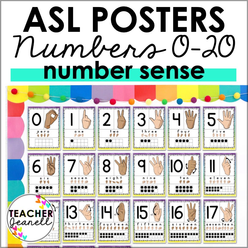 ASL Numbers Posters for Learning Numbers 0–20 – Teacher Jeanell