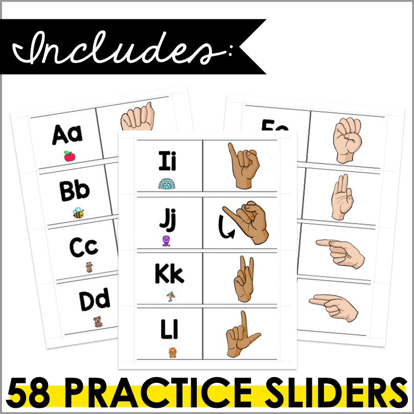 ASL Practice Sliders Letters, Numbers, and Colors - Sign and Check - Teacher Jeanell