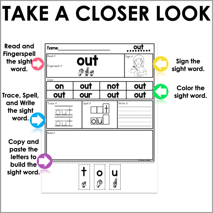 ASL Primer Sight Word Worksheets - Teacher Jeanell