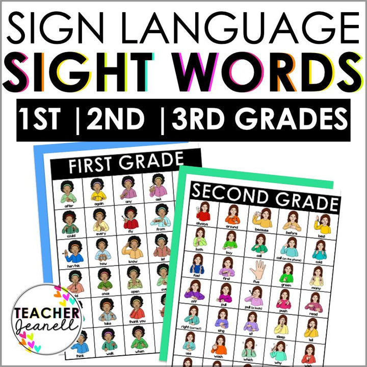 ASL Sight Word Charts for First, Second, and Third Grade Students - Teacher Jeanell