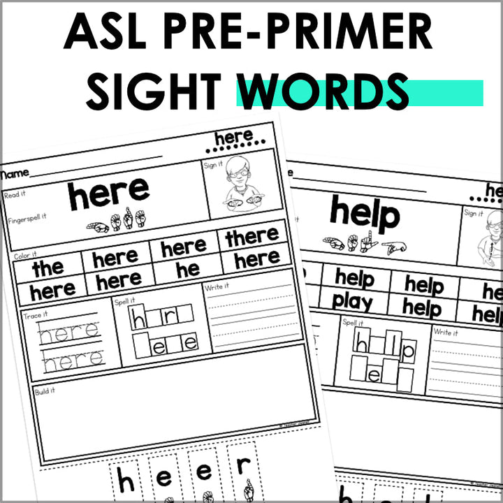 ASL Sight Words PrePrimer Practice - Teacher Jeanell