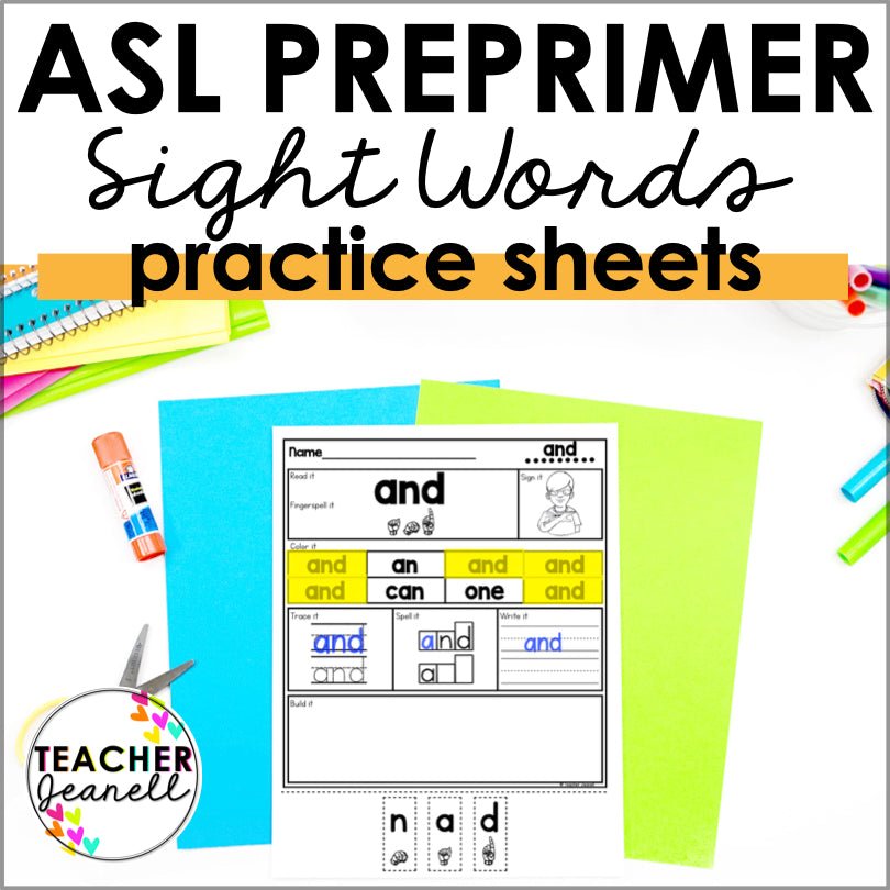 ASL Pre-Primer Sight Words Worksheets for Sign Language Learning and ...