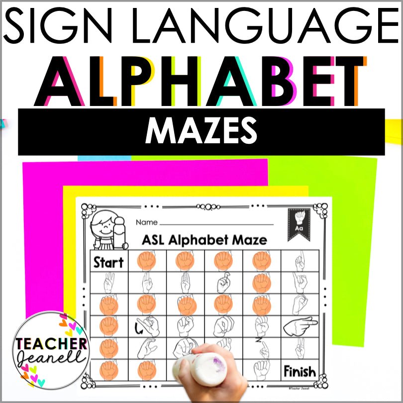 Sign Language Maze ASL Alphabet Mazes for Learning the Manual Alphabet – Teacher Jeanell