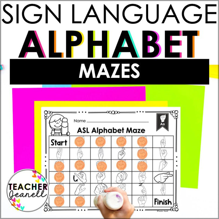 ASL Sign Language Alphabet Mazes - Teacher Jeanell