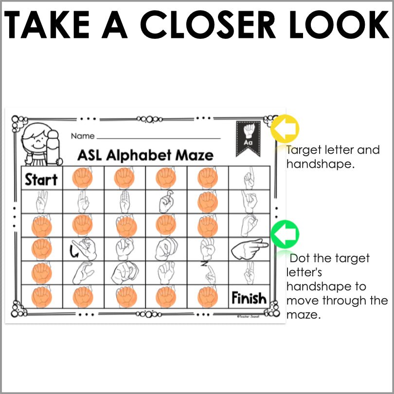 Sign Language Maze ASL Alphabet Mazes for Learning the Manual Alphabet – Teacher Jeanell