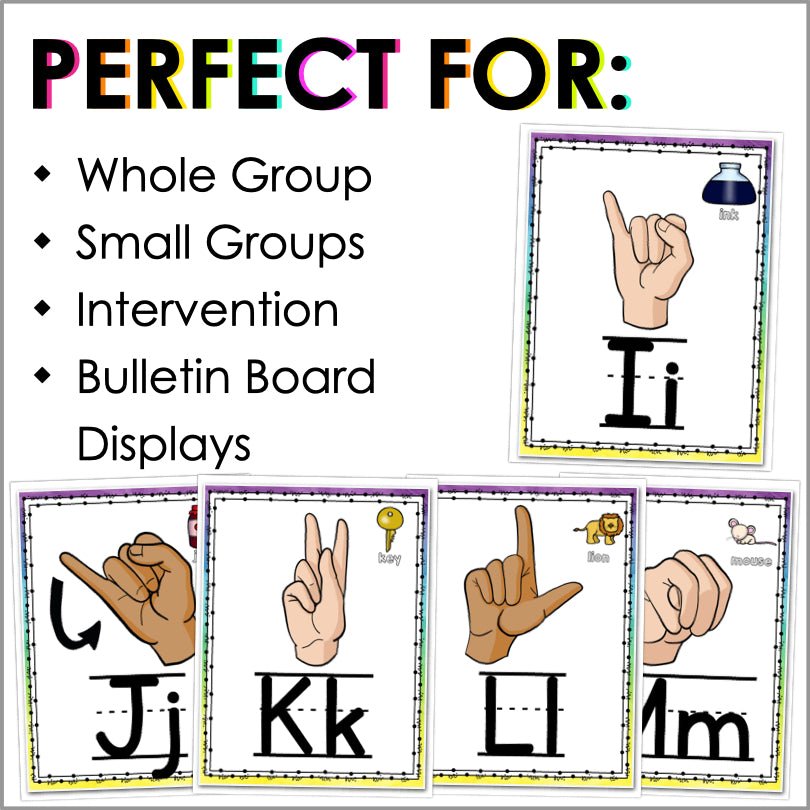 American Sign Language Learning ASL Classroom Posters Set - 8 American ...