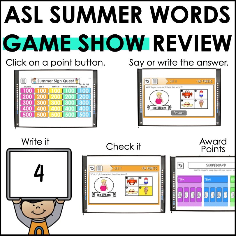 ASL Summer Vocabulary Trivia Game - Teacher Jeanell
