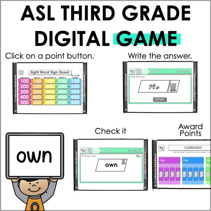 ASL Third Grade Sight Words Digital Game - Teacher Jeanell