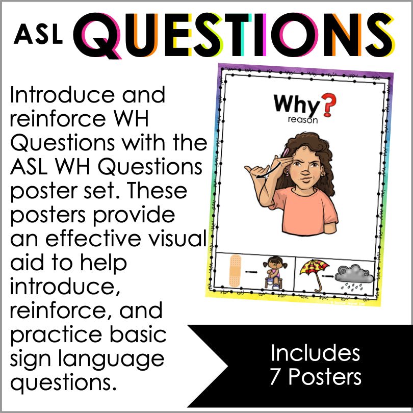 WH Questions in ASL Posters for Easy Sign Language Learning – Teacher ...