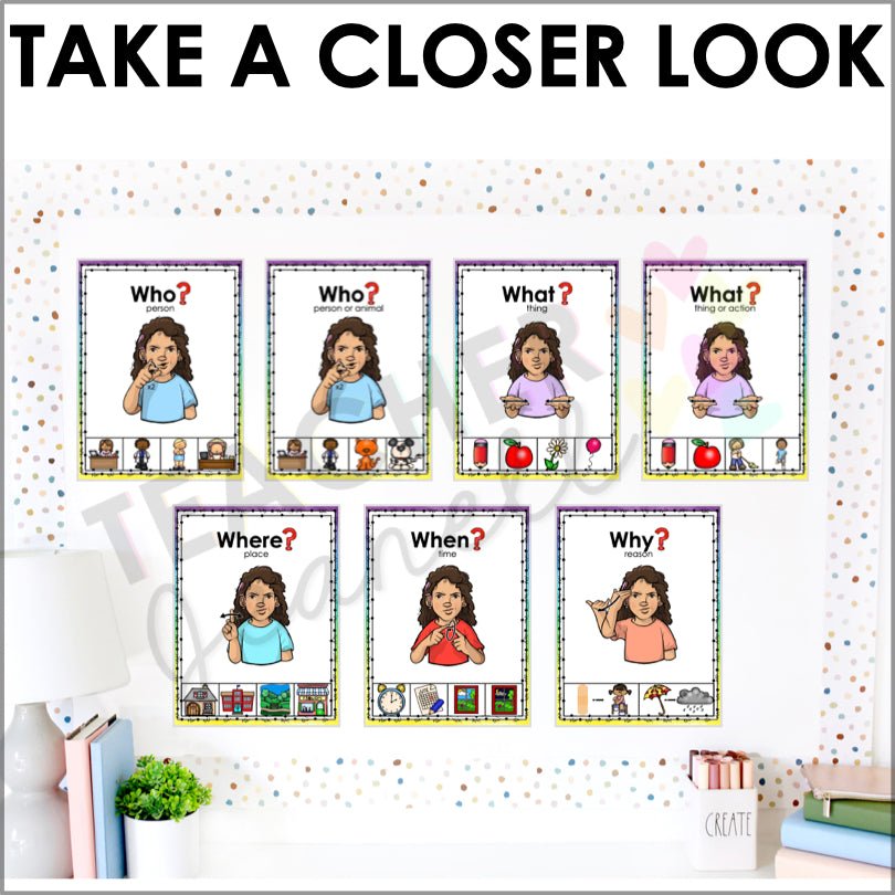 WH Questions in ASL Poster Set Teacher Jeanell
