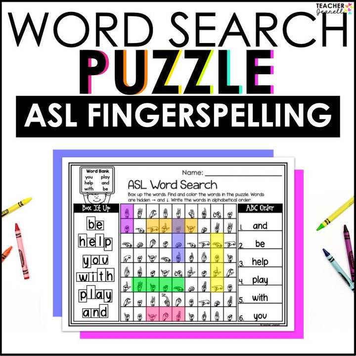 ASL Word Search Puzzles - Teacher Jeanell
