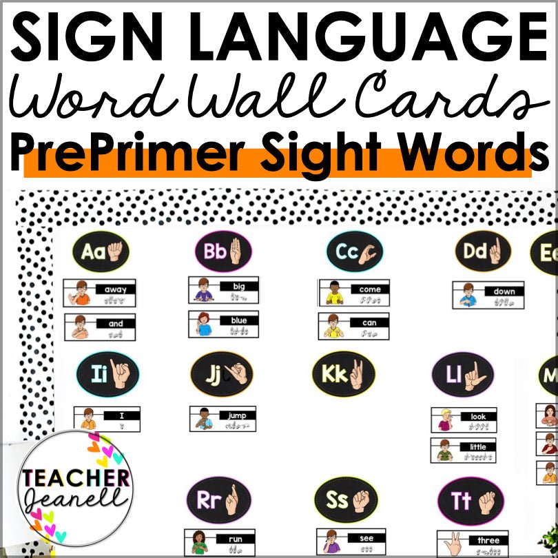ASL PrePrimer Sight Words Word Wall for Engaging Sign Language Practice ...