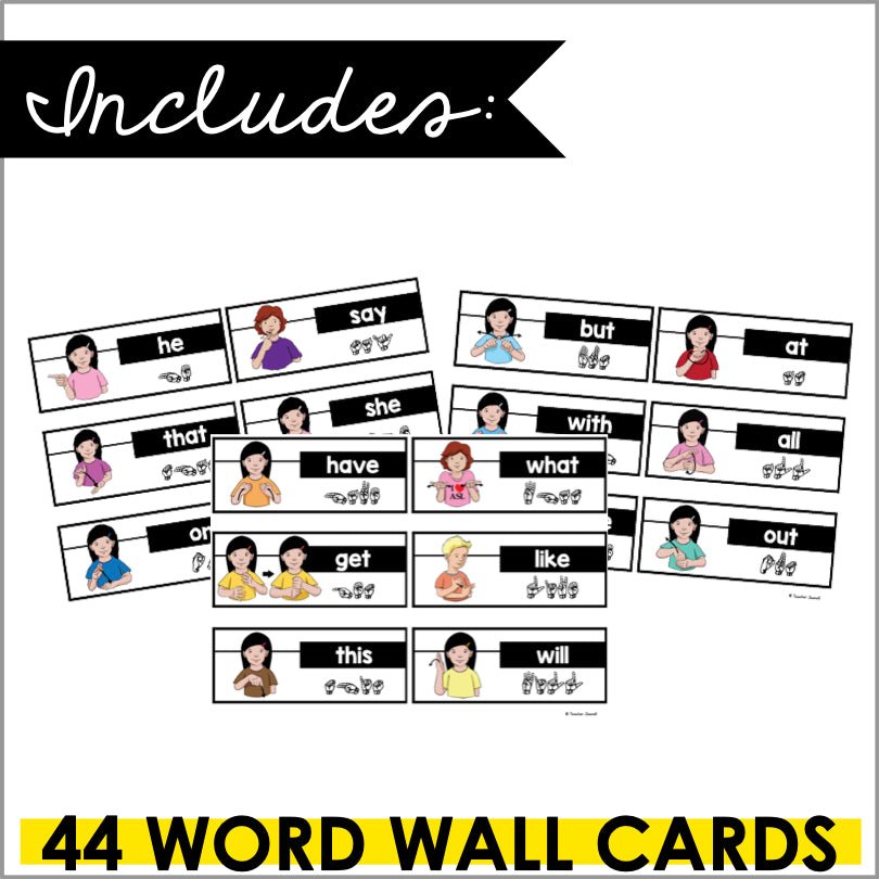 ASL Word Wall Cards Primer Sight Words - Teacher Jeanell