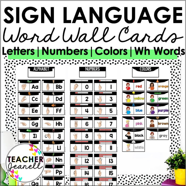 ASL Word Wall Letters, Numbers, Colors, and Question Words - Teacher Jeanell