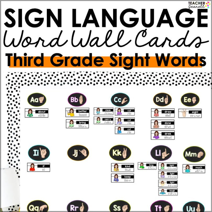 ASL Word Wall Third Grade Sight Words - Teacher Jeanell