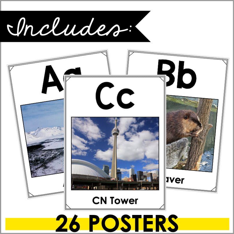 Canada Alphabet Posters | A-Z Posters Canada | ABC Posters with Real Pictures - Teacher Jeanell