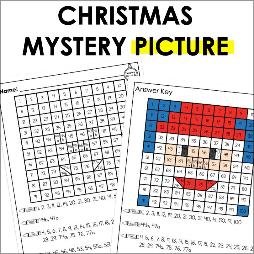 Christmas Mystery Picture Hundreds Chart - Christmas Math - Teacher Jeanell