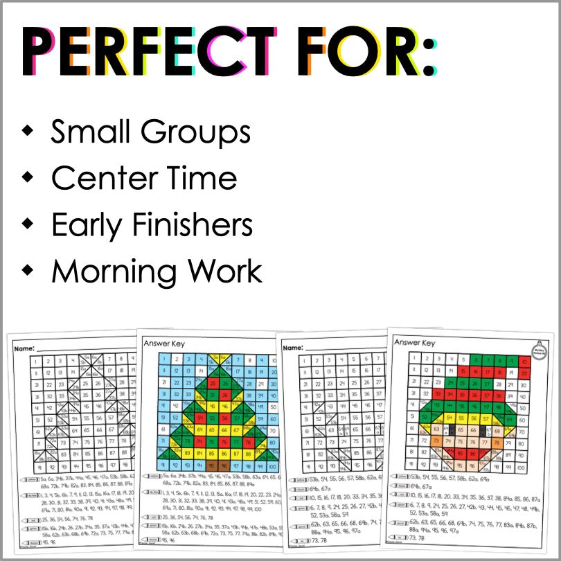Christmas Mystery Picture Hundreds Chart - Christmas Math - Teacher Jeanell