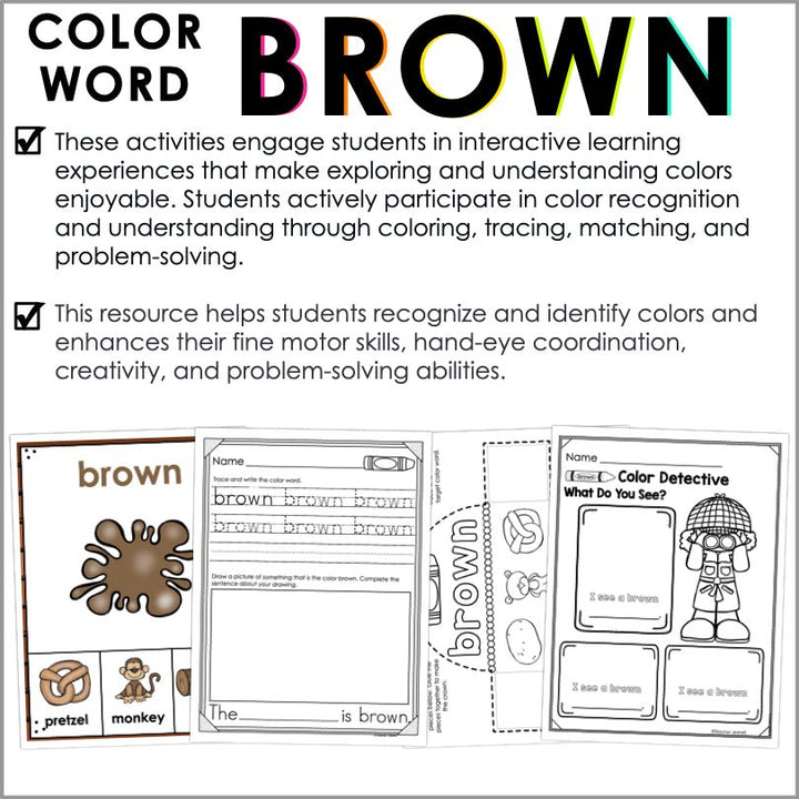 Color Brown Worksheets and Activities | Color Identification - Teacher Jeanell