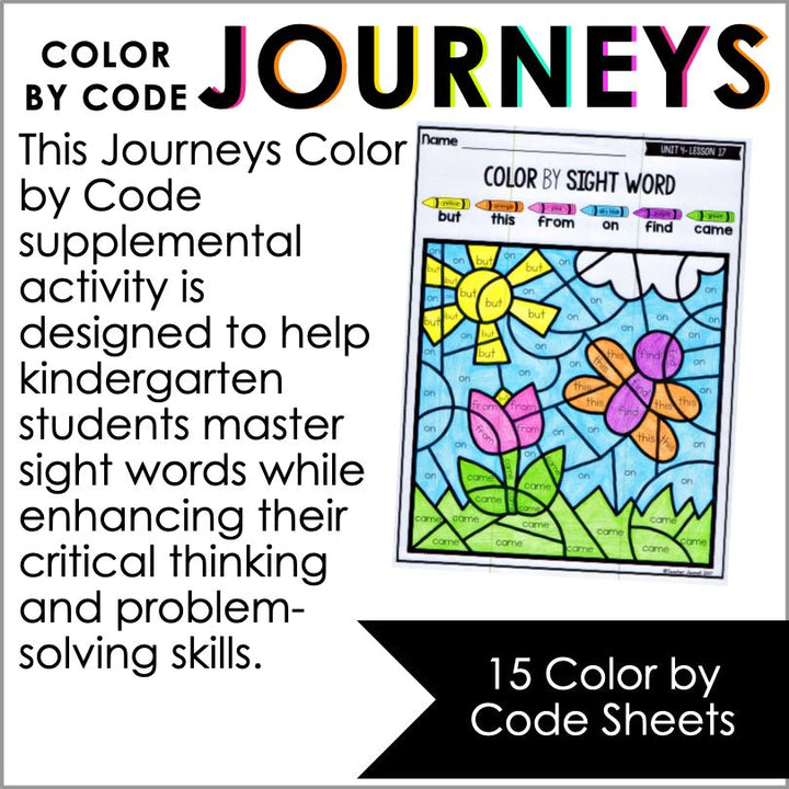 Color by Sight Word (Journeys Kindergarten Units 1-6 Supplemental Resource) - Teacher Jeanell
