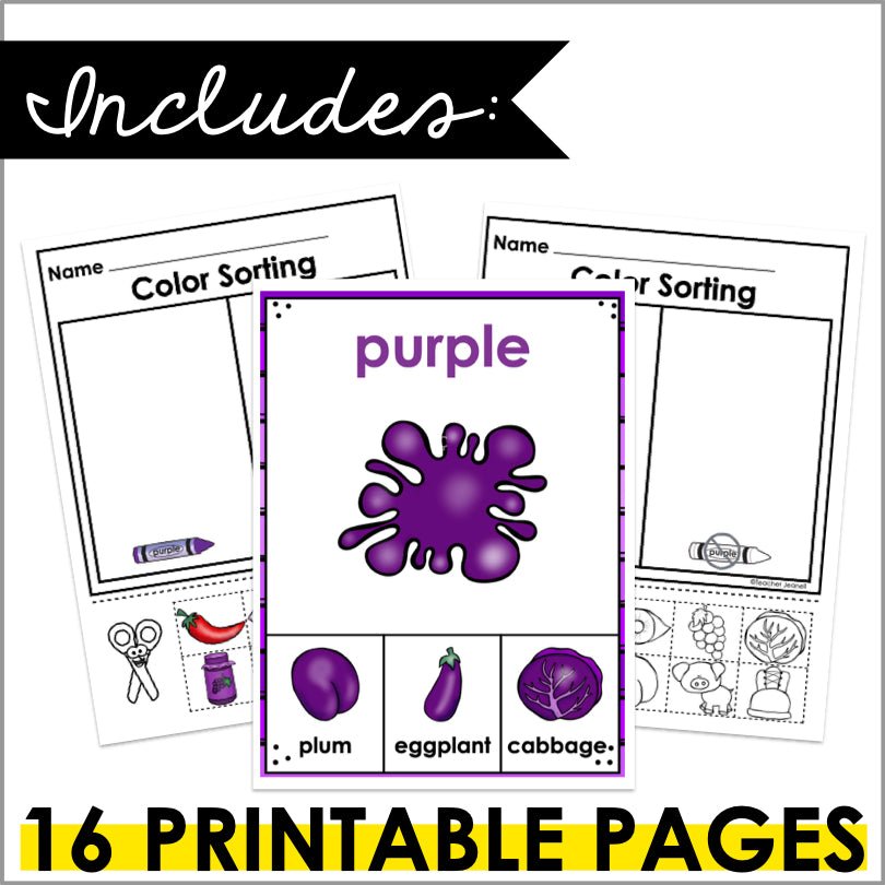 Color Purple Worksheets and Activities | Color Identification - Teacher Jeanell
