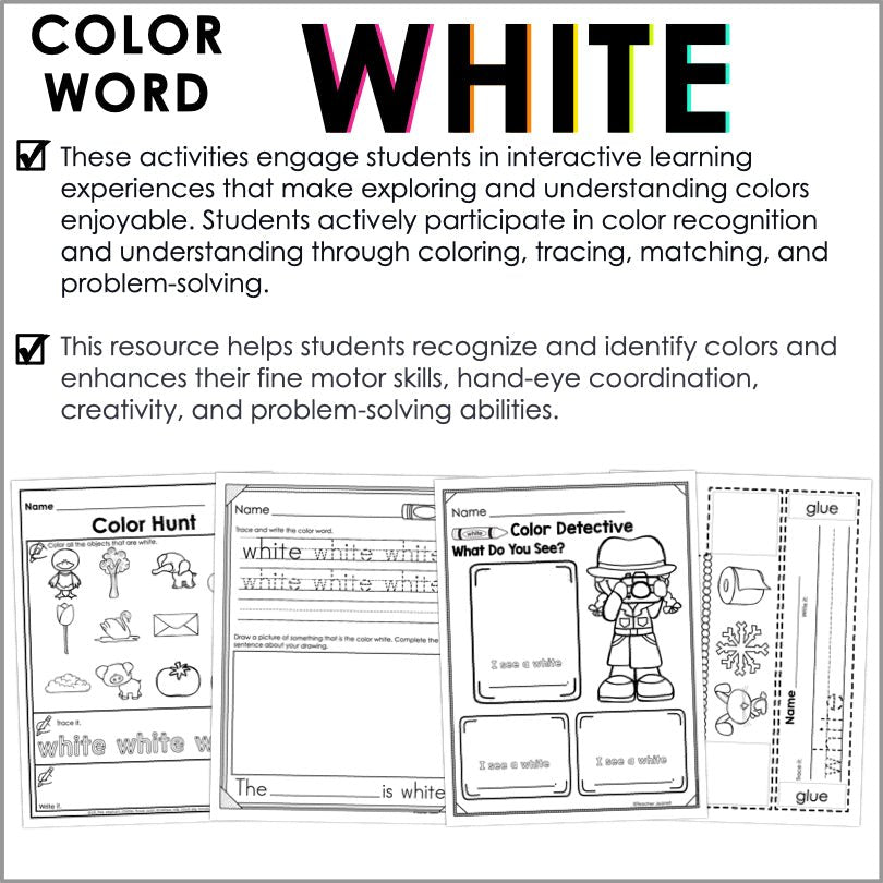 White Col Worksheet Color White Worksheet Free Printable Color By Number Rainbow Preschool