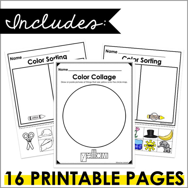 Color Yellow Worksheets and Activities | Color Identification - Teacher Jeanell