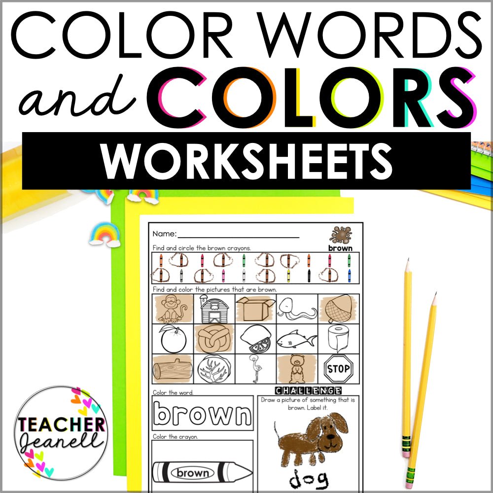 Colors and Color Words Worksheets - Teacher Jeanell
