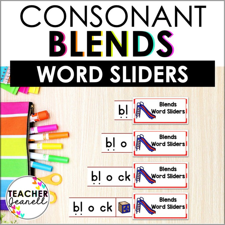 Consonant Blends Segmenting and Blending Activities - Blends Word Sliders - Teacher Jeanell