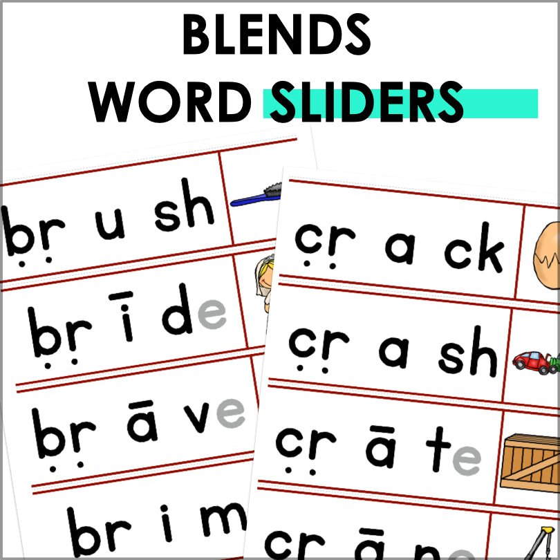 Consonant Blends Segmenting and Blending Activities - Blends Word Sliders - Teacher Jeanell