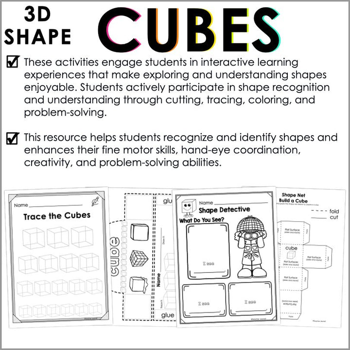 Cube | 3D Shapes Worksheets | Shape Recognition - Teacher Jeanell