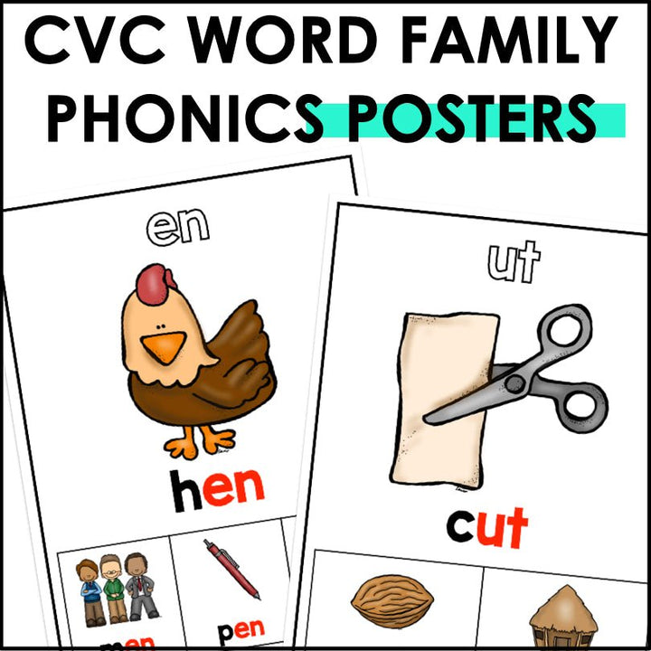 CVC Word Families Poster Set - Teacher Jeanell