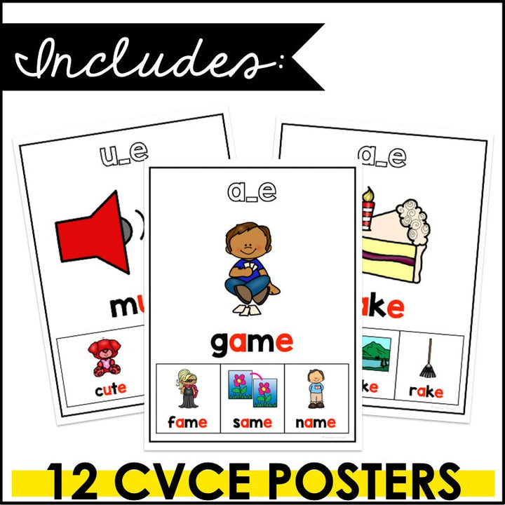 CVCe Poster Set | Sound Wall Posters - Teacher Jeanell