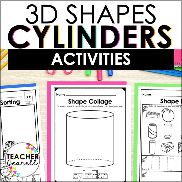 Cylinder | 3D Shapes Worksheets | Shape Recognition - Teacher Jeanell
