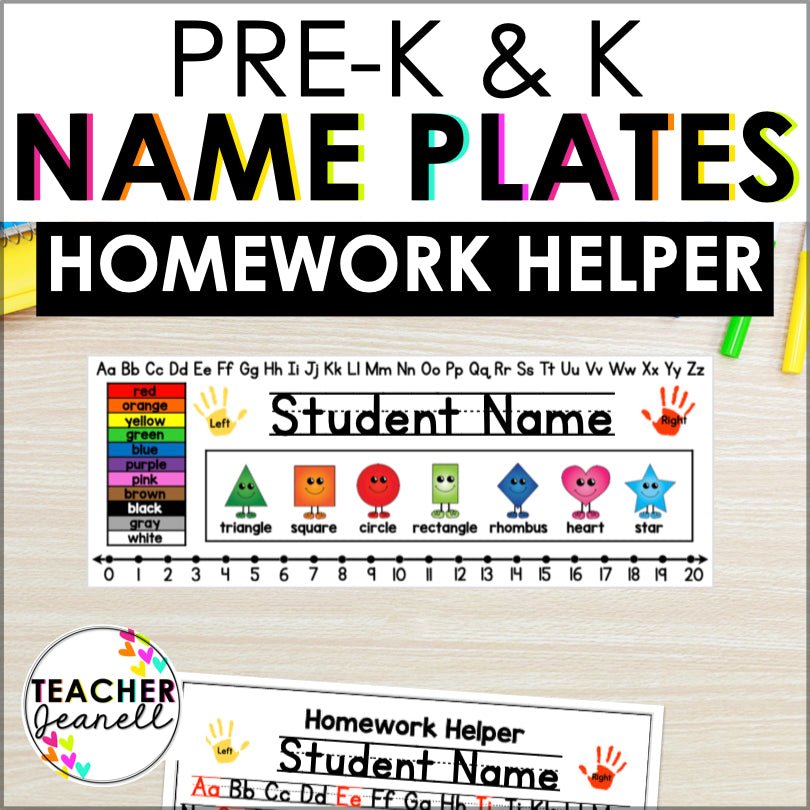 Homework Tags Editable Desk Name Tags and Homework Helper for PreK and Kindergarten ...