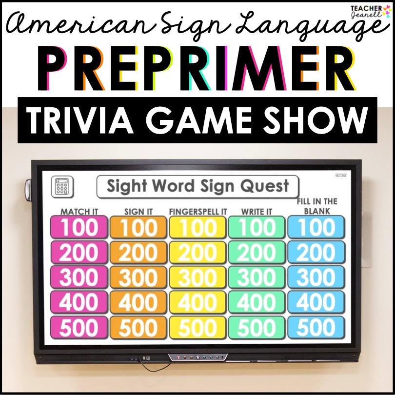 Digital ASL Pre-Primer Sight Word Game - Teacher Jeanell