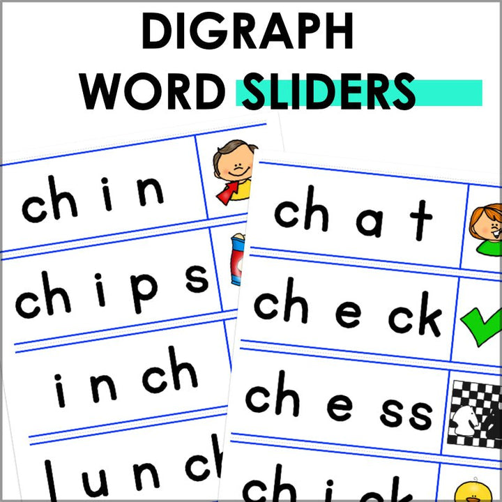 Digraph Word Sliders - Digraph Segmenting and Blending Activities - Teacher Jeanell