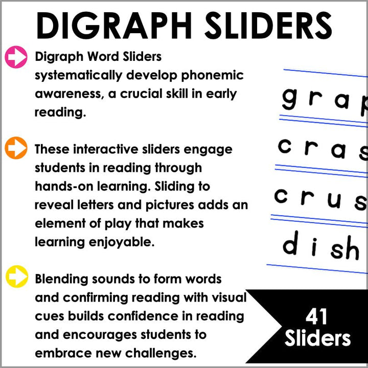 Digraph Word Sliders - Digraph Segmenting and Blending Activities - Teacher Jeanell