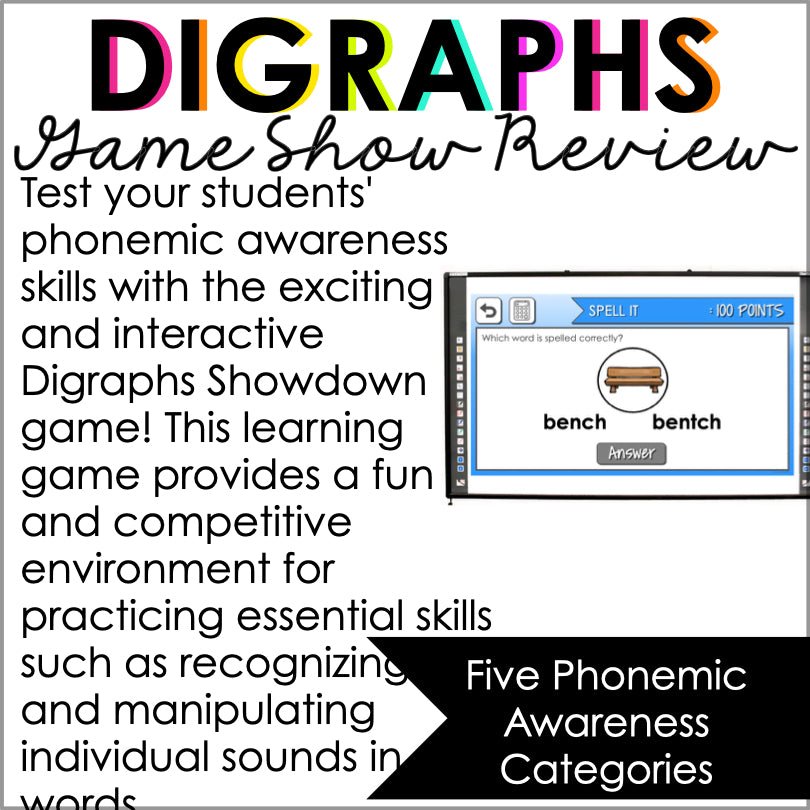 Digraphs Phonemic Awareness Trivia Game - Teacher Jeanell
