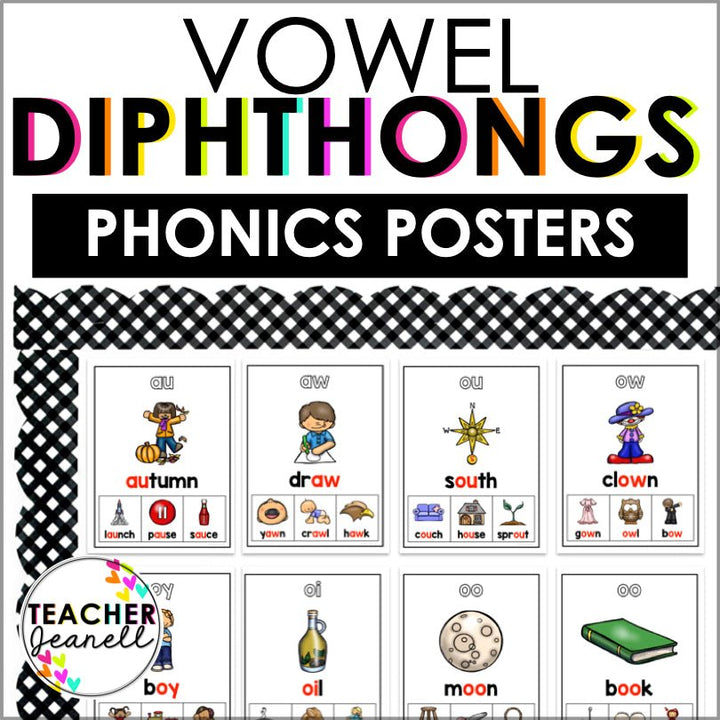 Diphthongs Poster Set | Sound Wall Posters - Teacher Jeanell