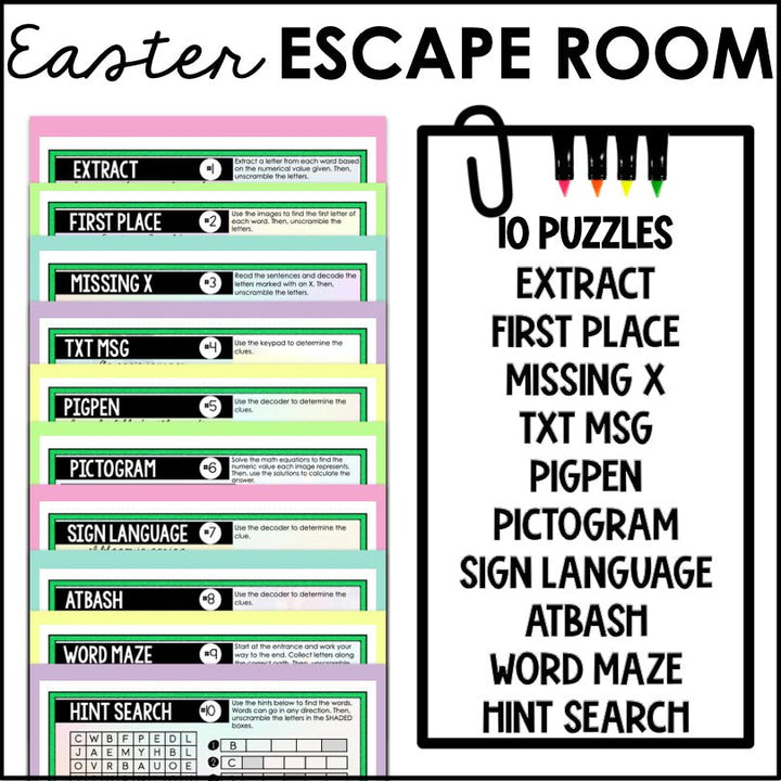 Easter Escape Room Game | Kids Printable Easter Game | Kids Puzzle Adventure Kit - Teacher Jeanell