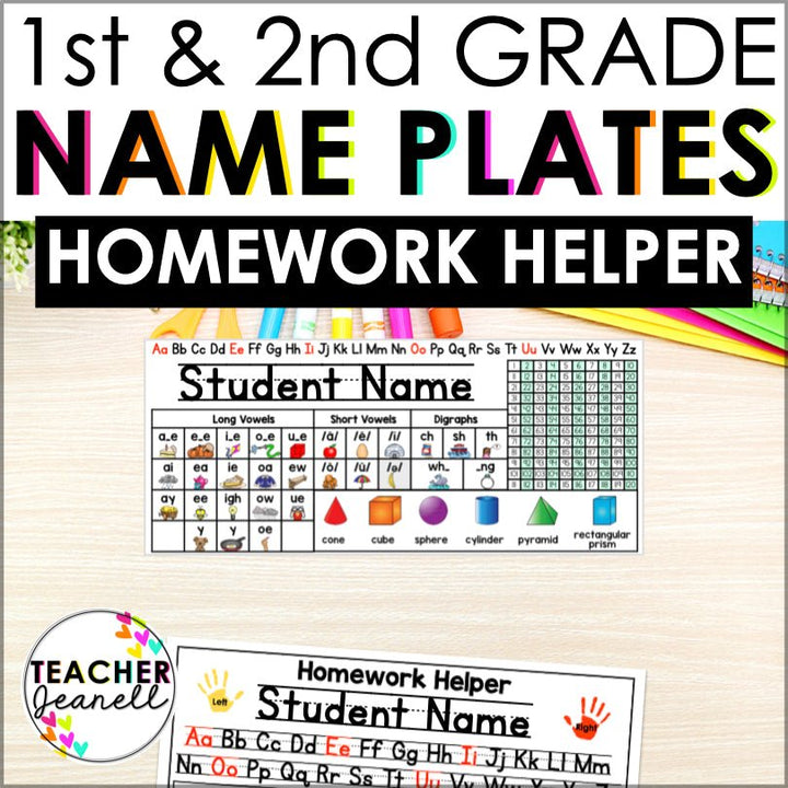 Editable Desk Name Plate / Student Desk Name Tags / 1st and 2nd Grade - Teacher Jeanell