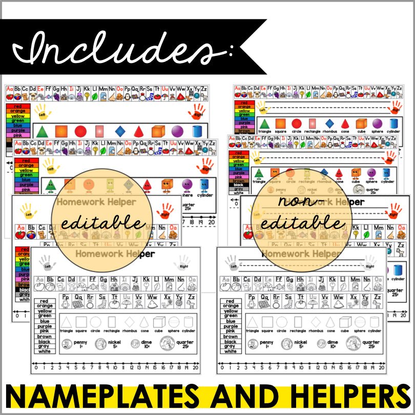 Editable Desk Name Tags for Kindergarten and 1st Grade | Homework Helper - Teacher Jeanell